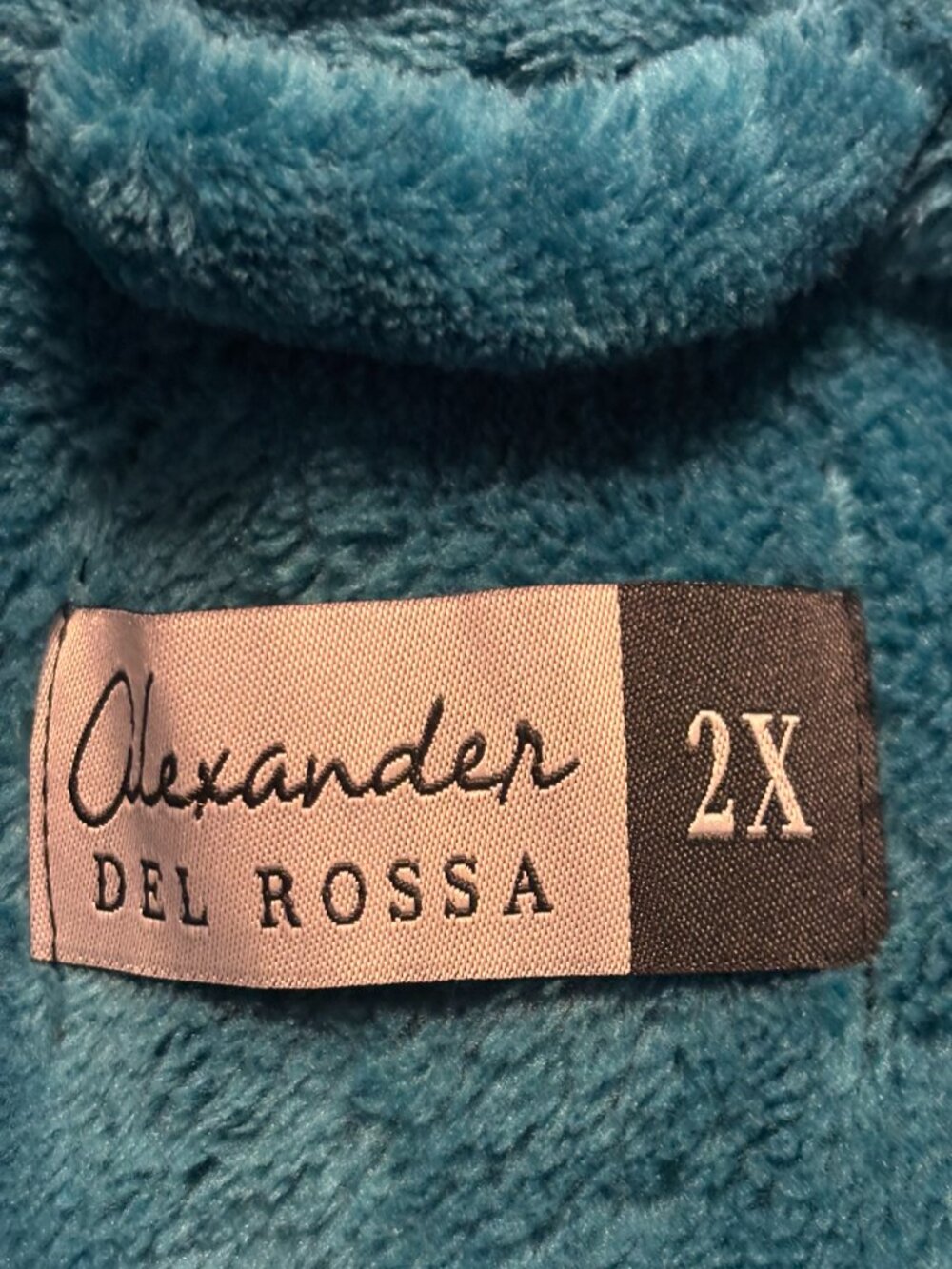 NWT Alexander Del Rossa Plush Zip Front Robe Housecoat Teal Green 2X Plus - Picture 10 of 12